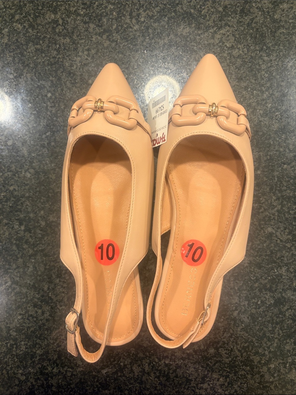 Women’s Pointed Toe Slingback Flats in Nude